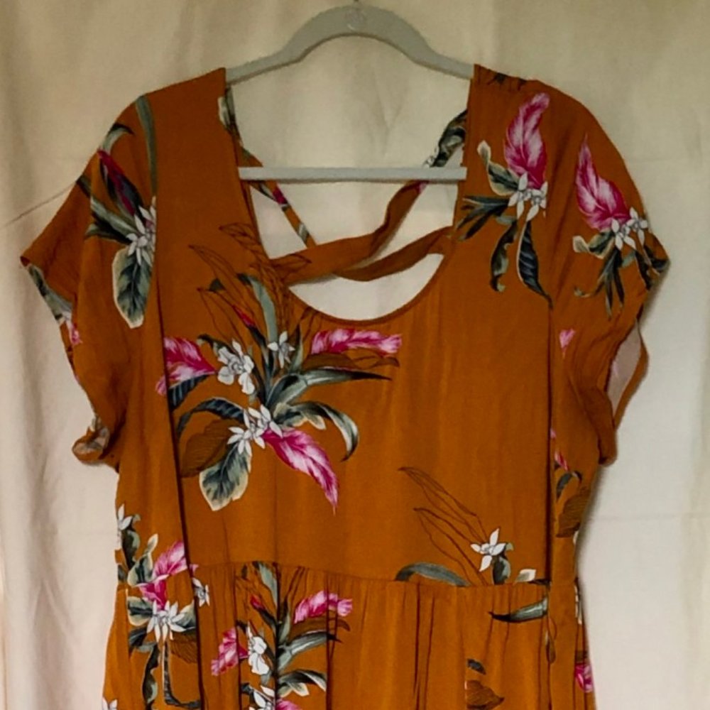 Torrid Short Sleeve Yellow Floral Swing Dress